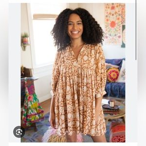 Natural Life Aimee Tunic Dress - Brown Cream Floral. Size M